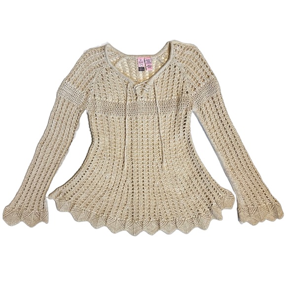 love on a hanger Tops - Crochet Long Sleeve Top Hand Made Knit